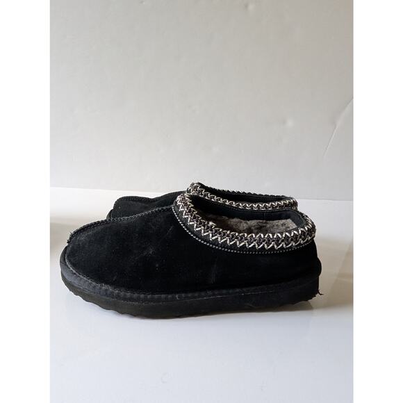 QUINCE Black Suede 100% Australian‎ Shearling Lined Clog Slippers Women's 8 - Picture 5 of 13